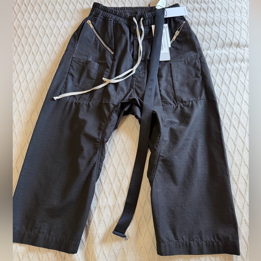 RICK OWENS STROBE CARGO CROPPED DRAWSTRING PANTS